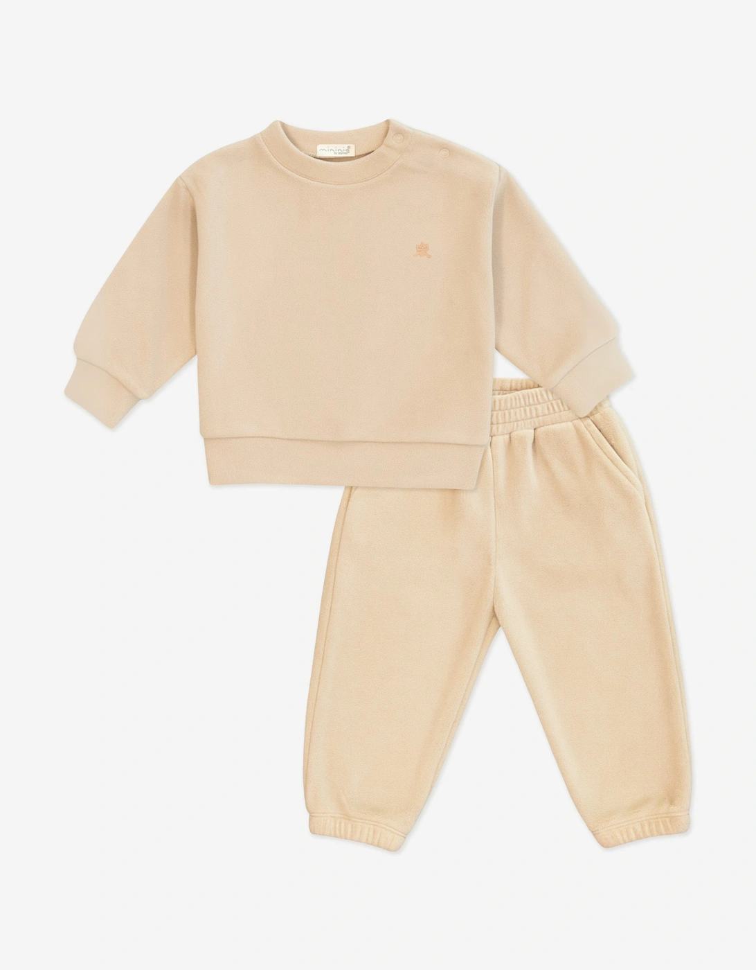 Baby Cotton Fleece Tracksuit in Beige, 6 of 5