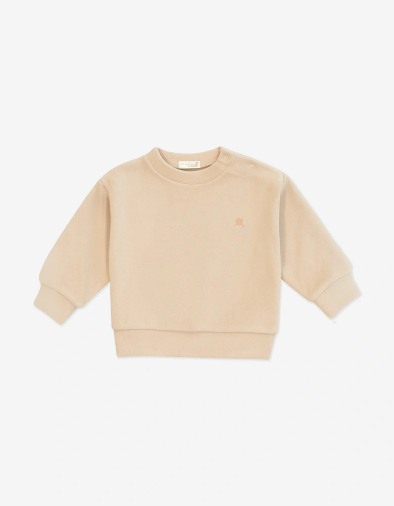 Baby Cotton Fleece Tracksuit in Beige