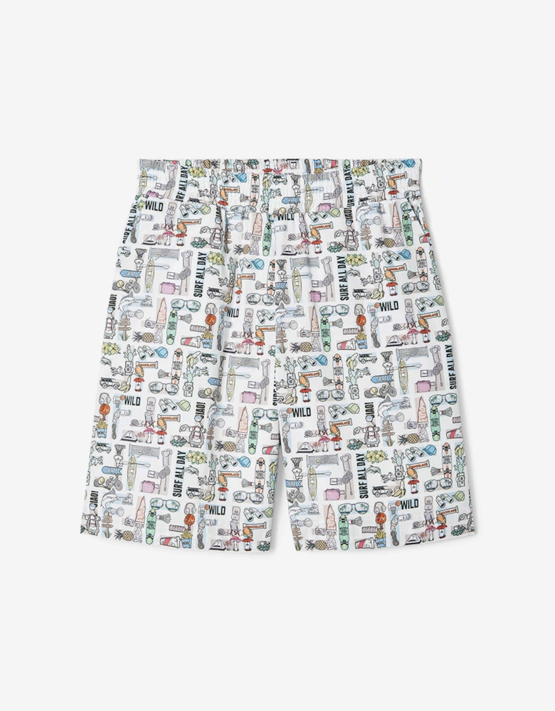 Boys FF Logo Bermuda Shorts in White