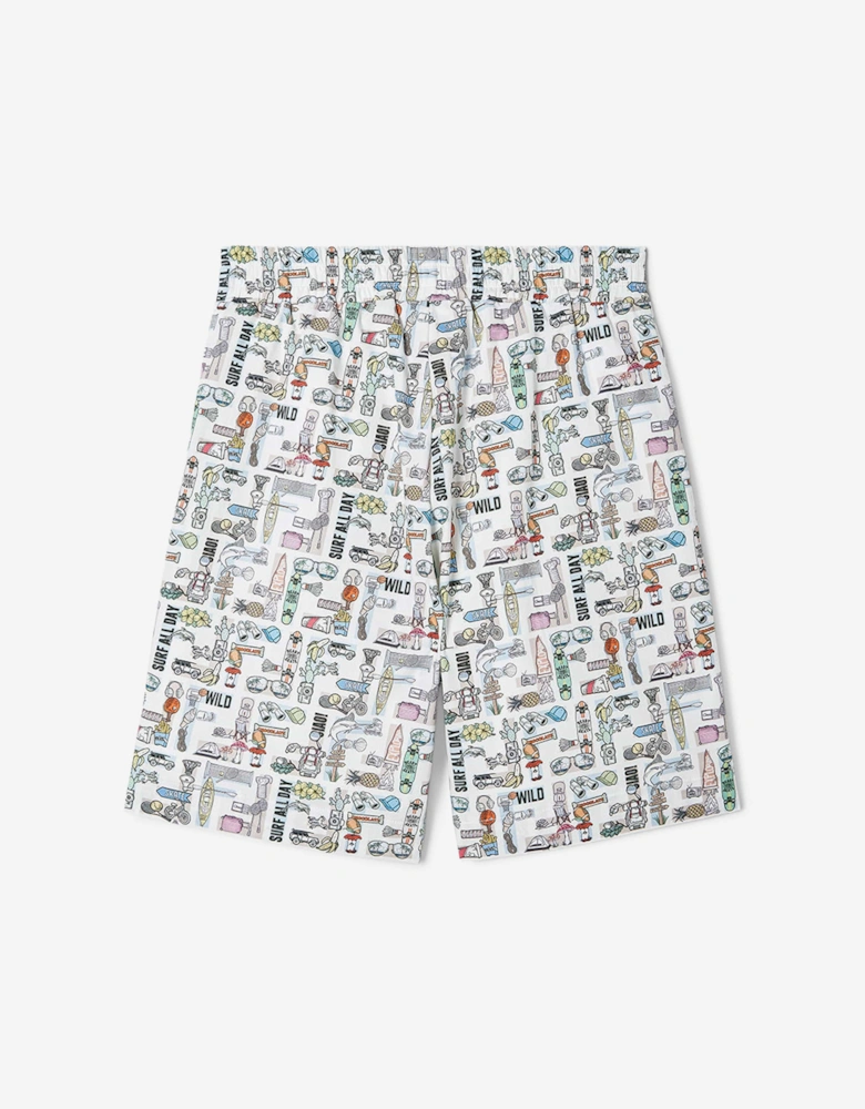 Boys FF Logo Bermuda Shorts in White