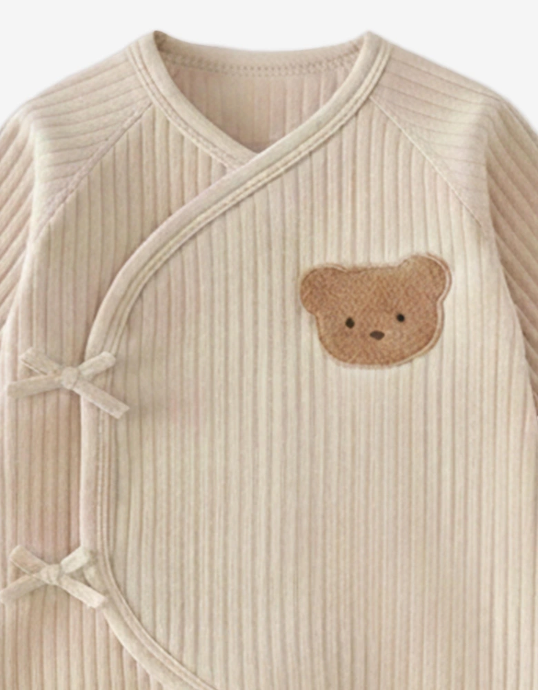Baby The Teddy Bear Boucle Wrap Baby Grow Romper in Beige