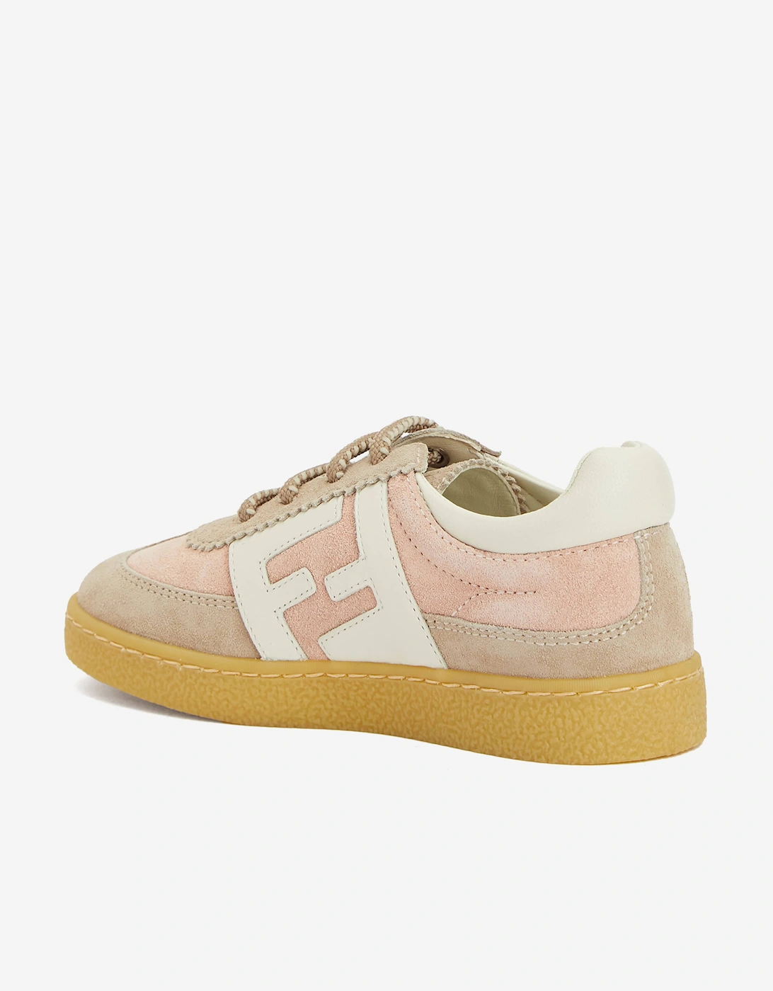 Kids Leather FF Logo Trainers in Beige