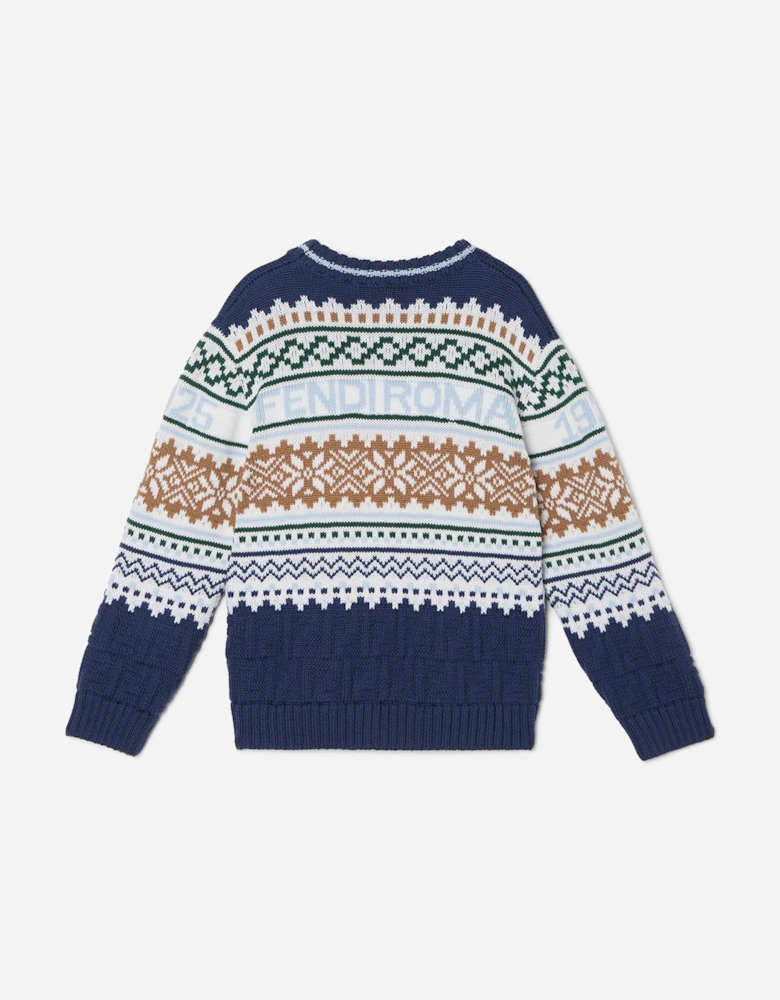 Boys Norwegian Wool Knit Jumper in Blue