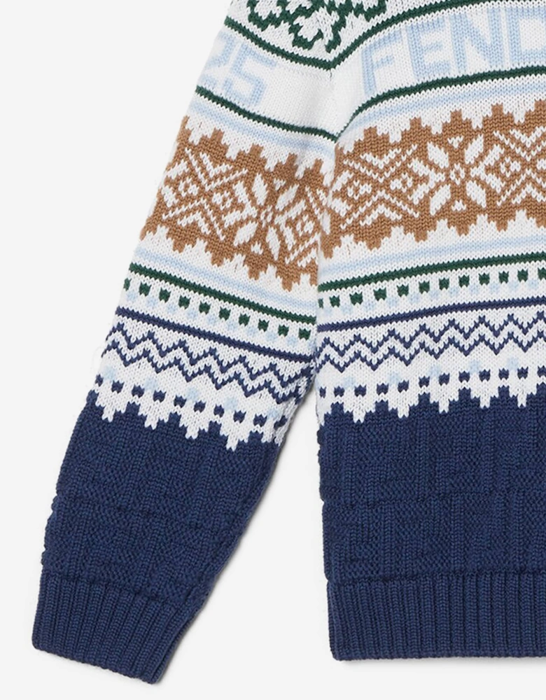 Boys Norwegian Wool Knit Jumper in Blue