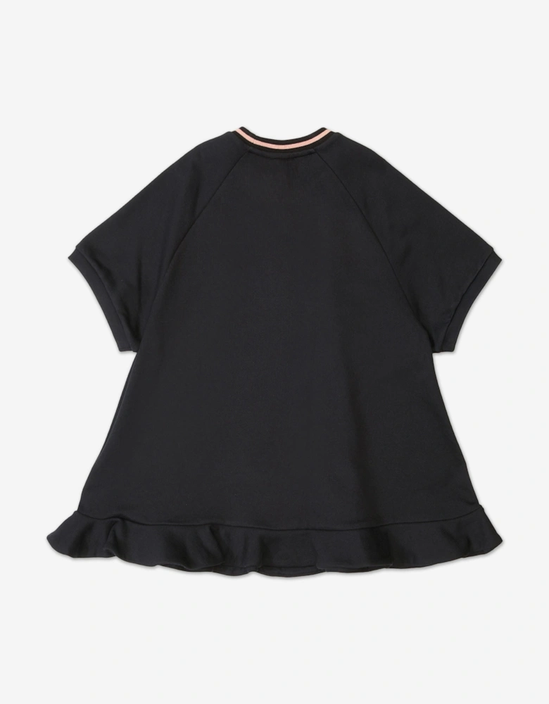 Girls Slogan Sweater Dress in Black