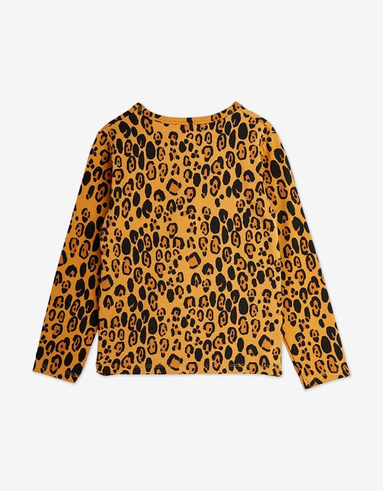 Girls Leopard Long Sleeve T-Shirt in Orange