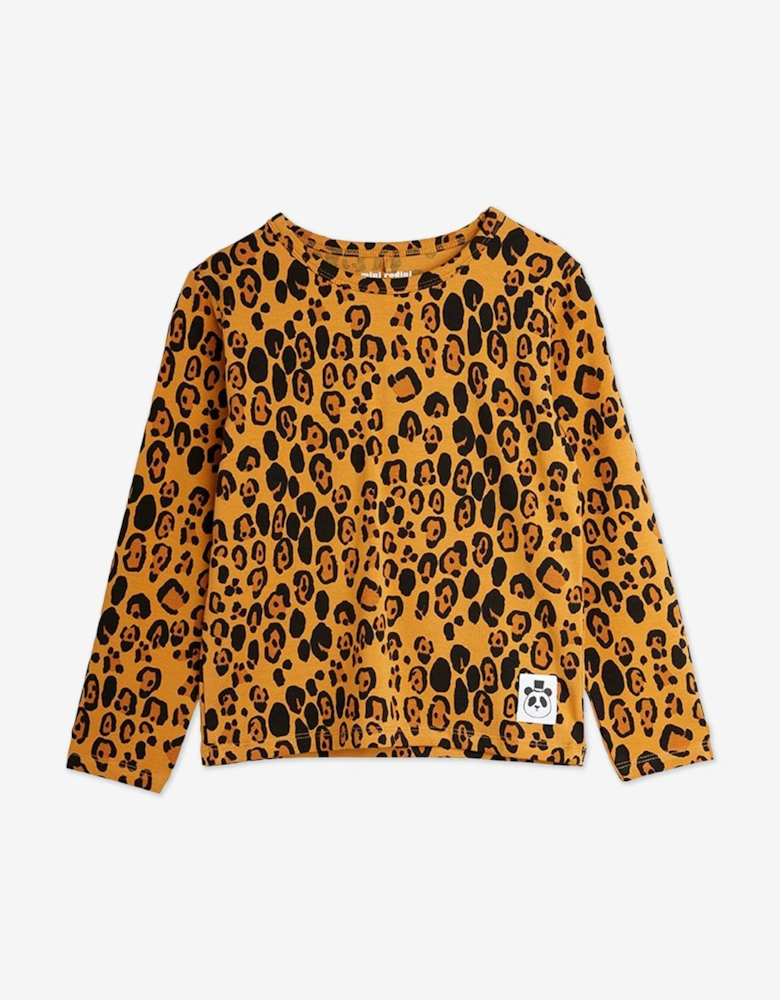 Girls Leopard Long Sleeve T-Shirt in Orange