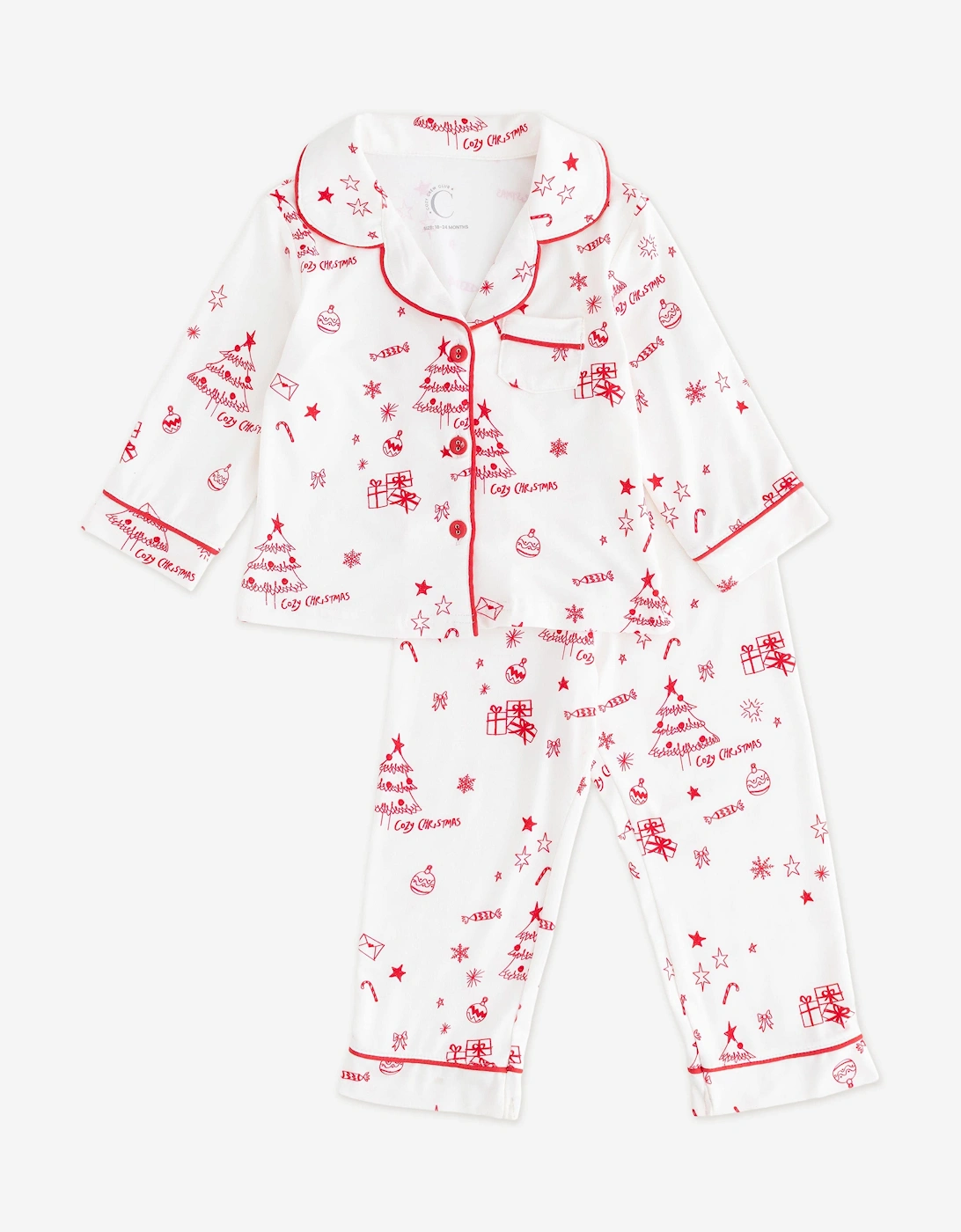 Kids Mini COZY Fa La La Christmas Pyjamas in Red, 6 of 5