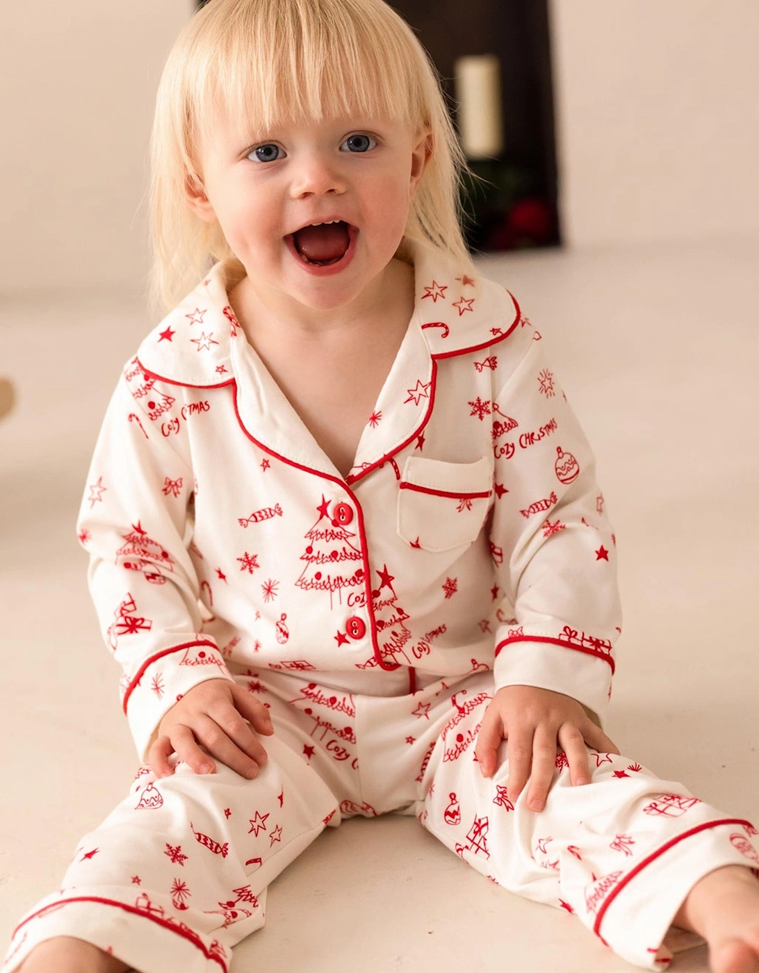 Kids Mini COZY Fa La La Christmas Pyjamas in Red