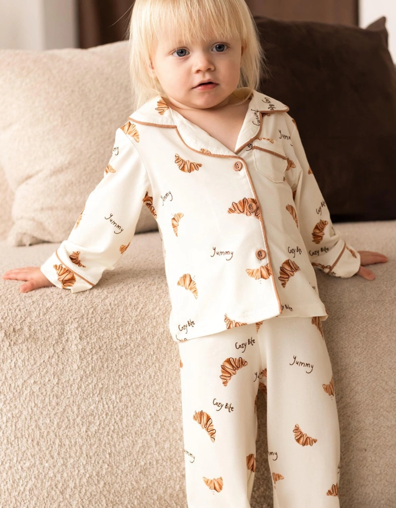 Kids Mini COZY Croissant Club Pyjamas in Ivory