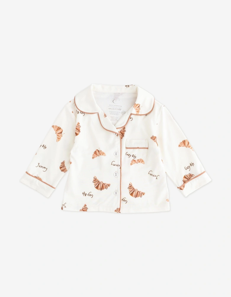 Kids Mini COZY Croissant Club Pyjamas in Ivory