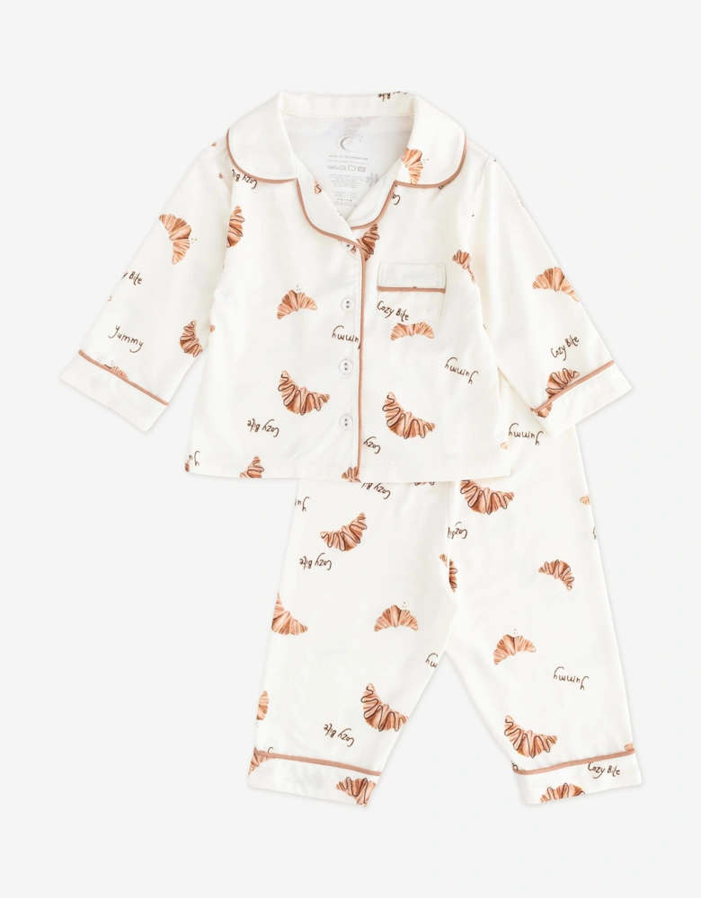 Kids Mini COZY Croissant Club Pyjamas in Ivory