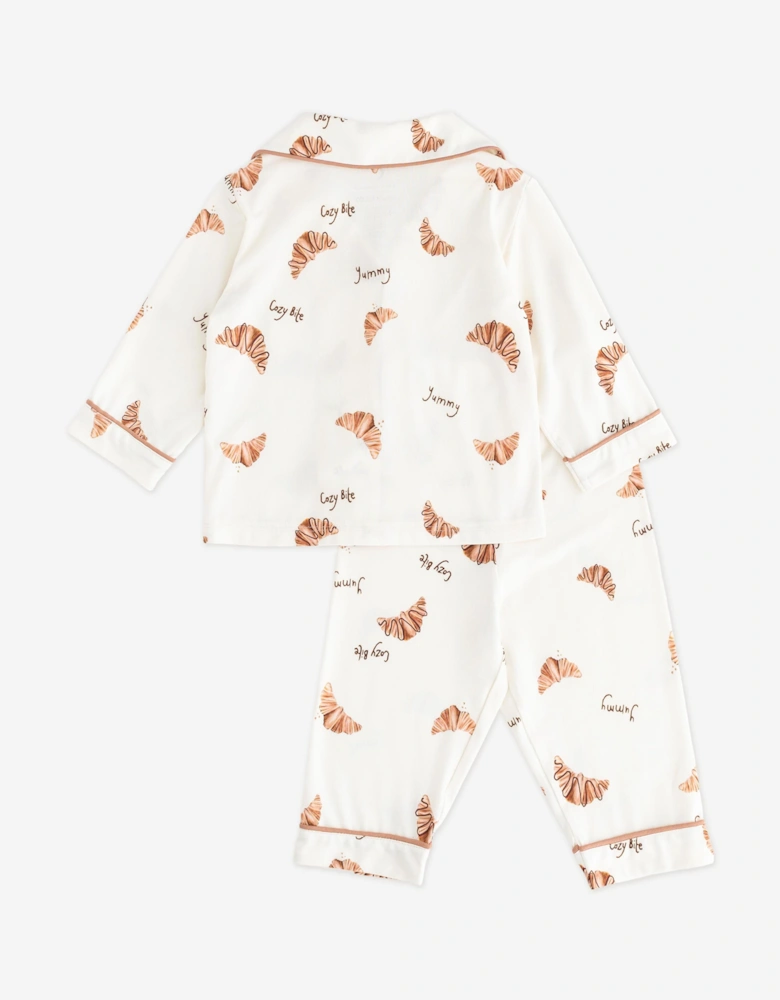 Kids Mini COZY Croissant Club Pyjamas in Ivory