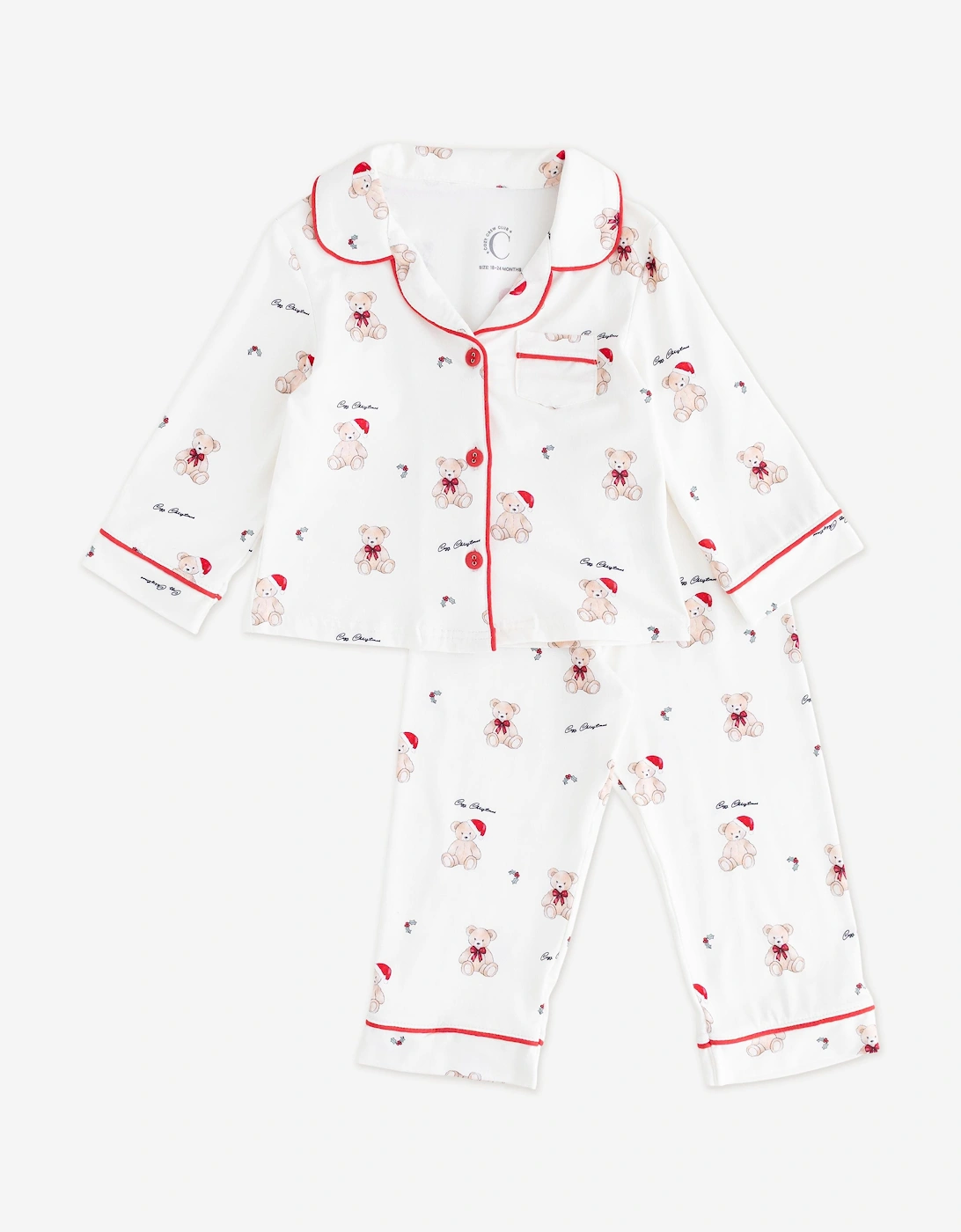 Kids Mini COZY Holly Jolly Bear Pyjamas in Ivory, 6 of 5