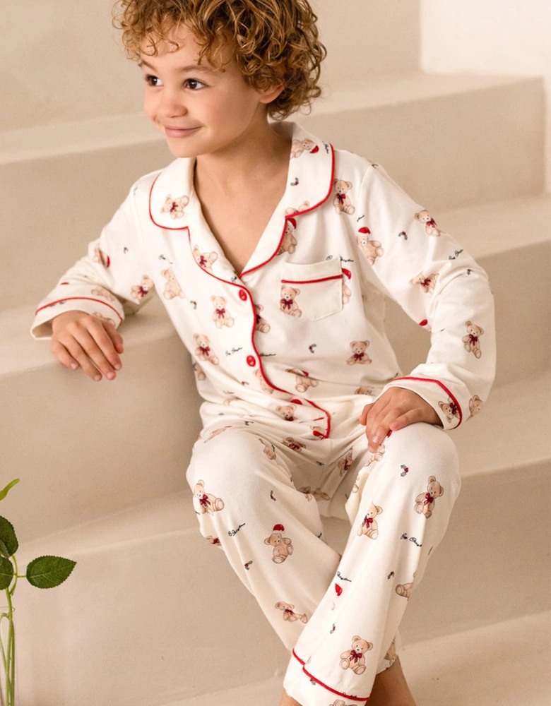 Kids Mini COZY Holly Jolly Bear Pyjamas in Ivory