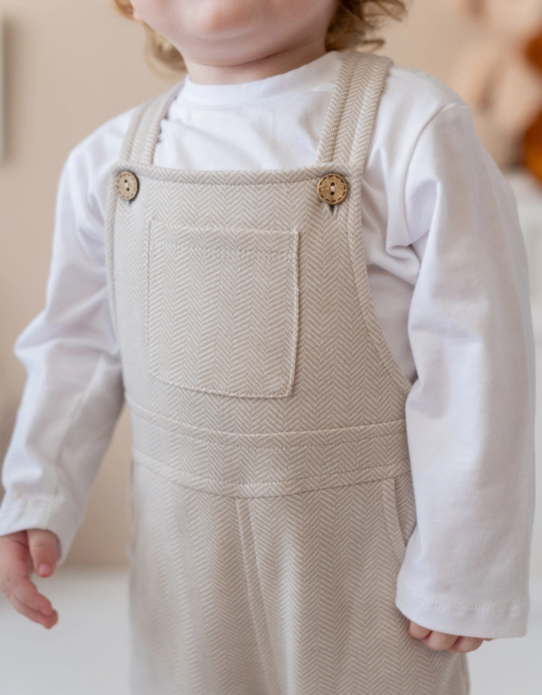 Baby Dungaree and T-Shirt Set in Beige