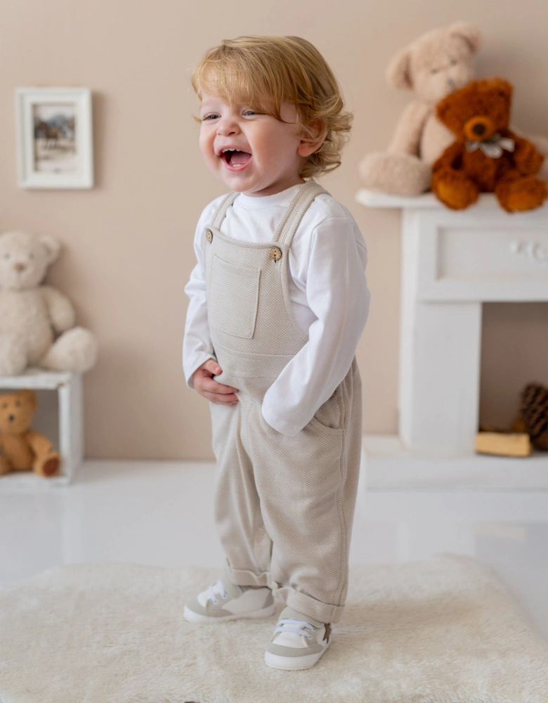 Baby Dungaree and T-Shirt Set in Beige