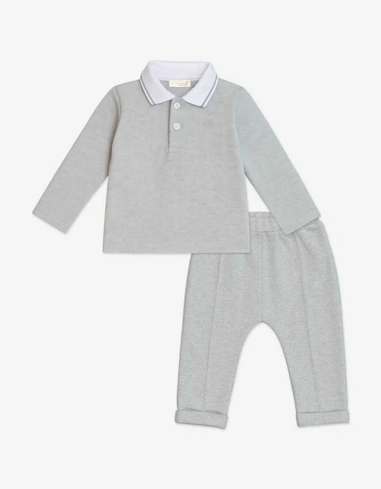 Baby Boys Polo Shirt and Trouser Set in Grey
