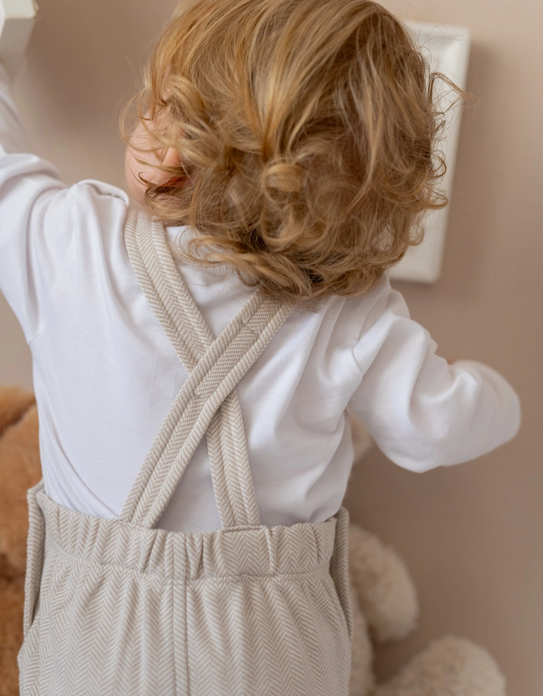 Baby Dungaree and T-Shirt Set in Beige