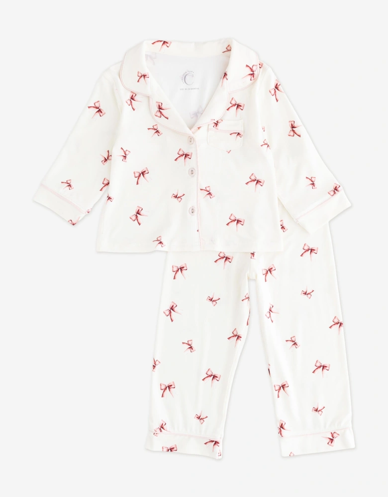 Girls Mini COZY Rosy Ribbon Pyjamas in Ivory