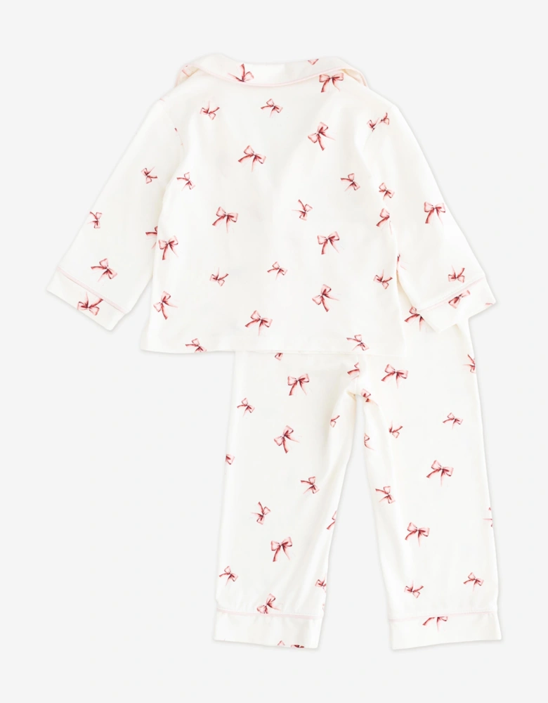 Girls Mini COZY Rosy Ribbon Pyjamas in Ivory
