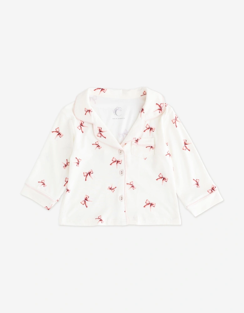 Girls Mini COZY Rosy Ribbon Pyjamas in Ivory