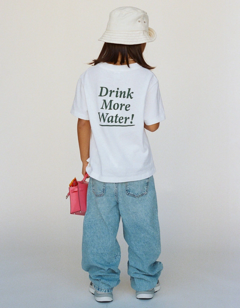 Kids Drink More Water T-Shirt in White