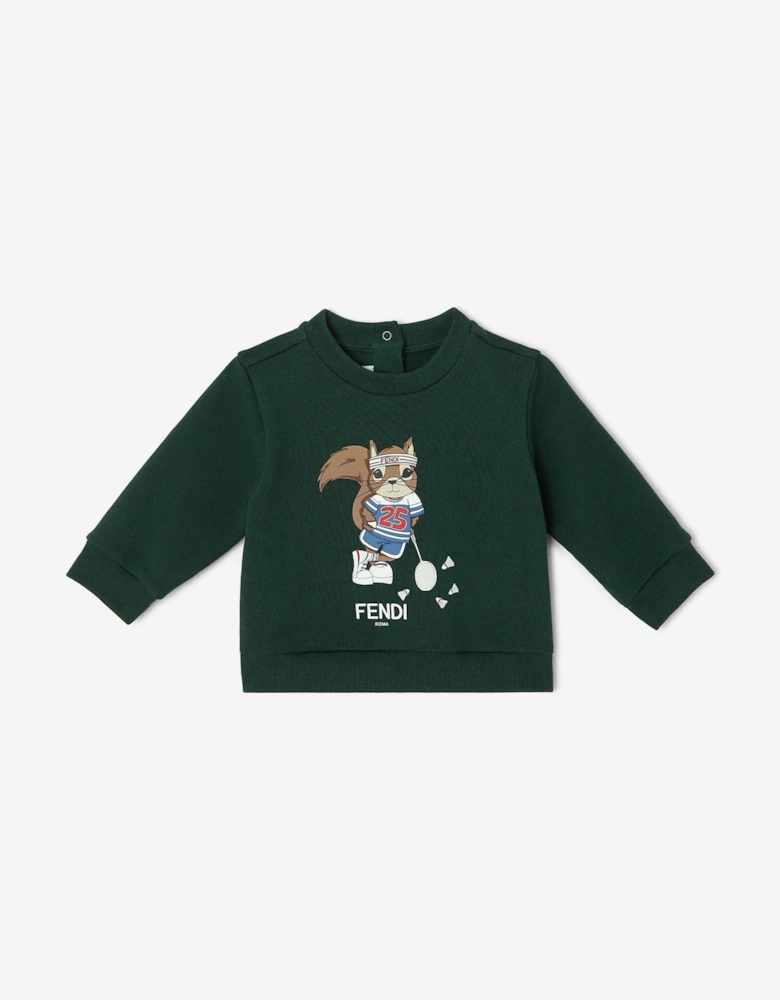 Baby Boys Squirrel Sweatshirt in Green