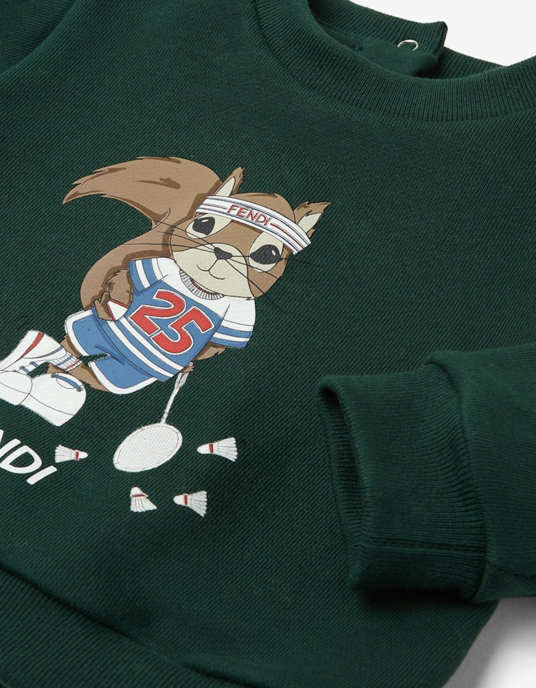 Baby Boys Squirrel Sweatshirt in Green