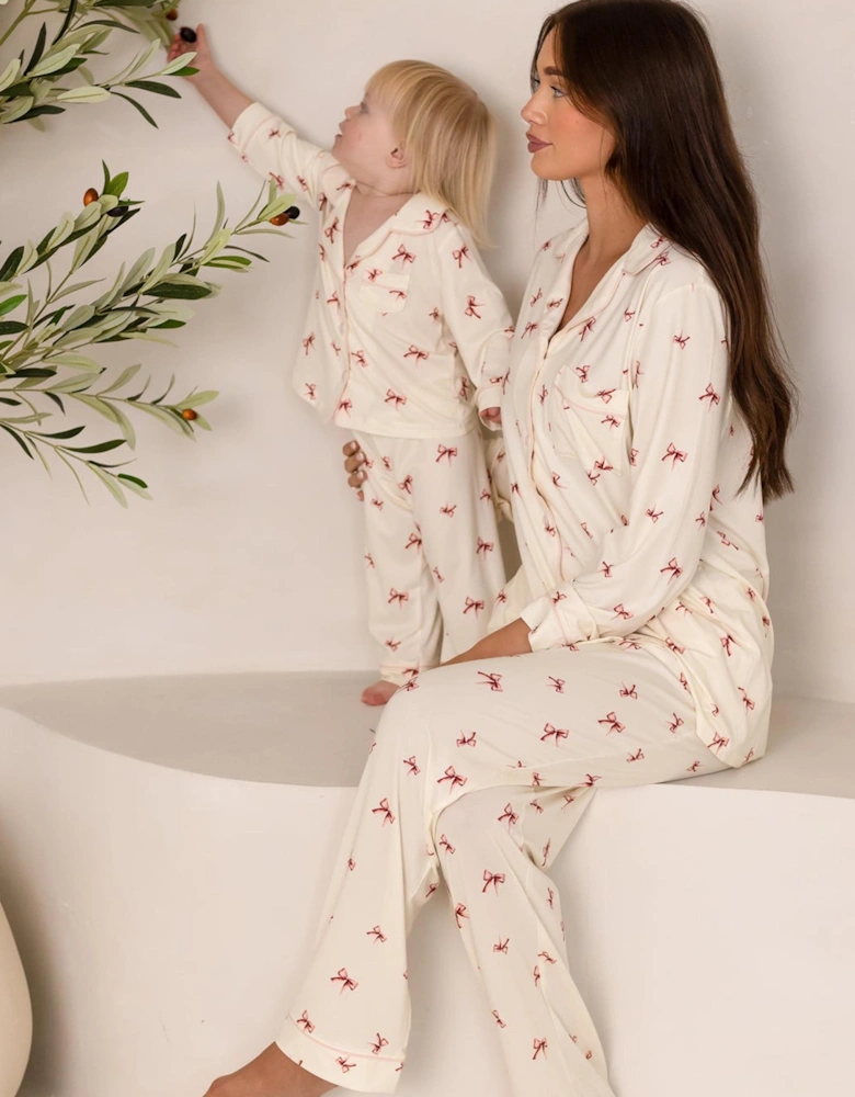 Adult COZY Rosy Ribbon Pyjamas in Ivory