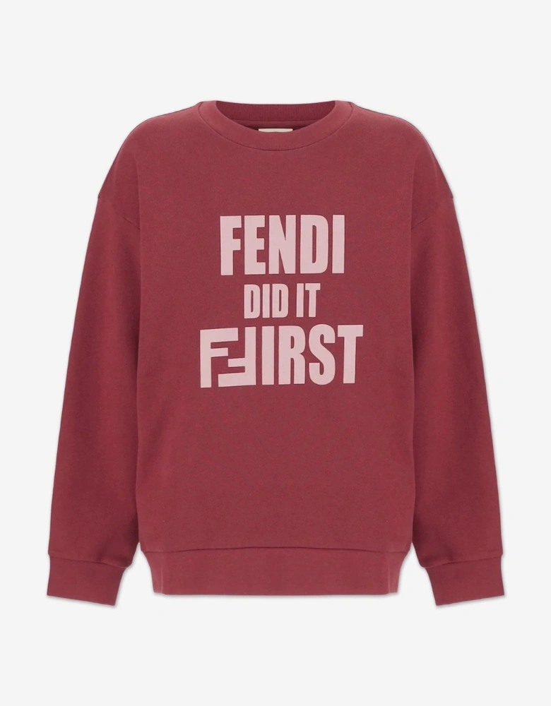 Kids Slogan Sweatshirt in Red
