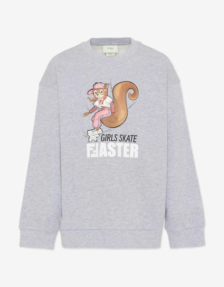 Girls Squirrel Sweatshirt in Grey
