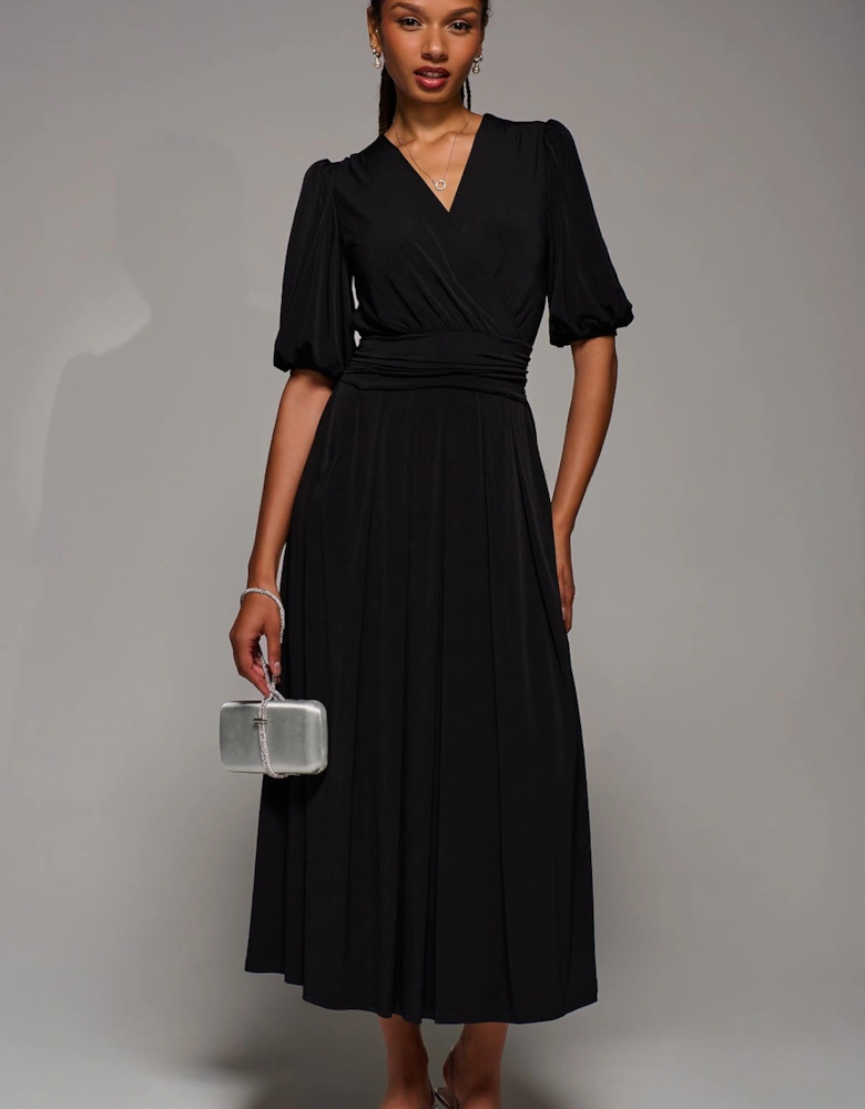 Puff Sleeve Jersey Maxi Dress