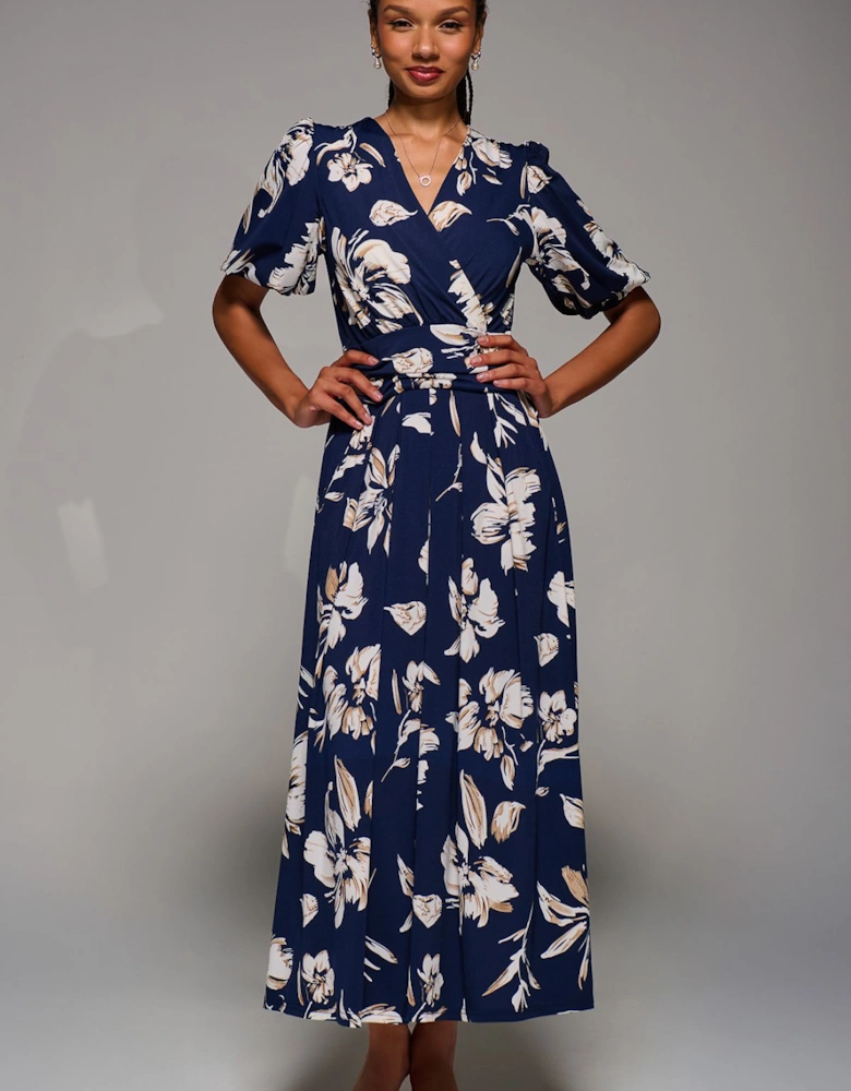 Puff Sleeve Jersey Maxi Dress