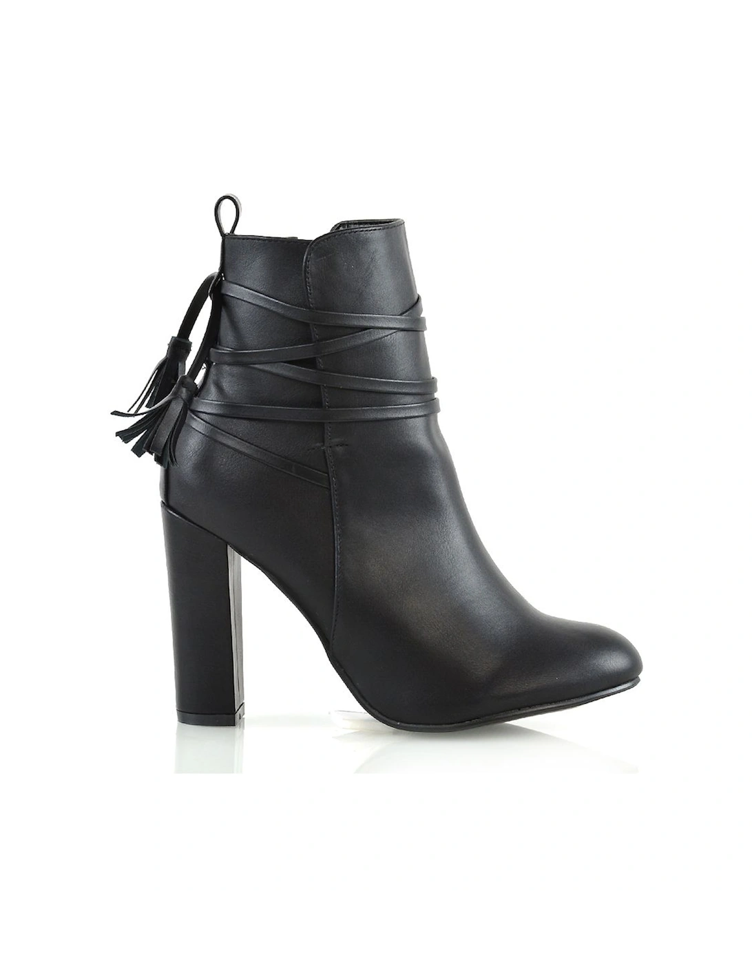 'Jamie' Tie up Tassel Detail Block High Heel Ankle Boots, 2 of 1