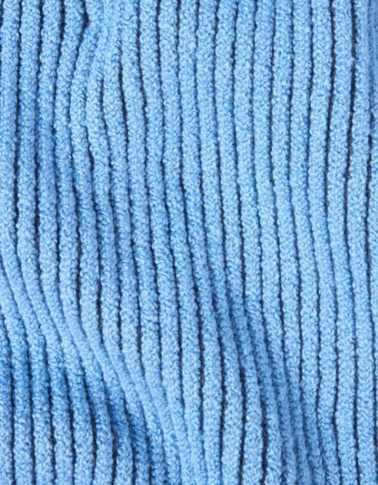 Mixed Fabric Vanise Full Rib RWS Steel Blue Wool Scarf