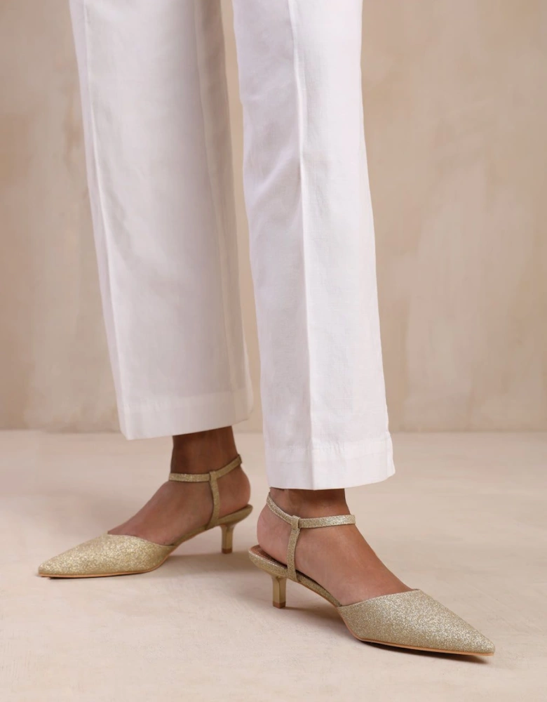 'Greece' Low Kitten Heels Pointed Toe Ankle Strap