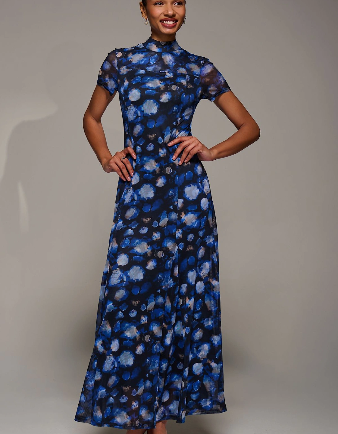 Turtle Neckline Mesh Maxi Dress, 2 of 1