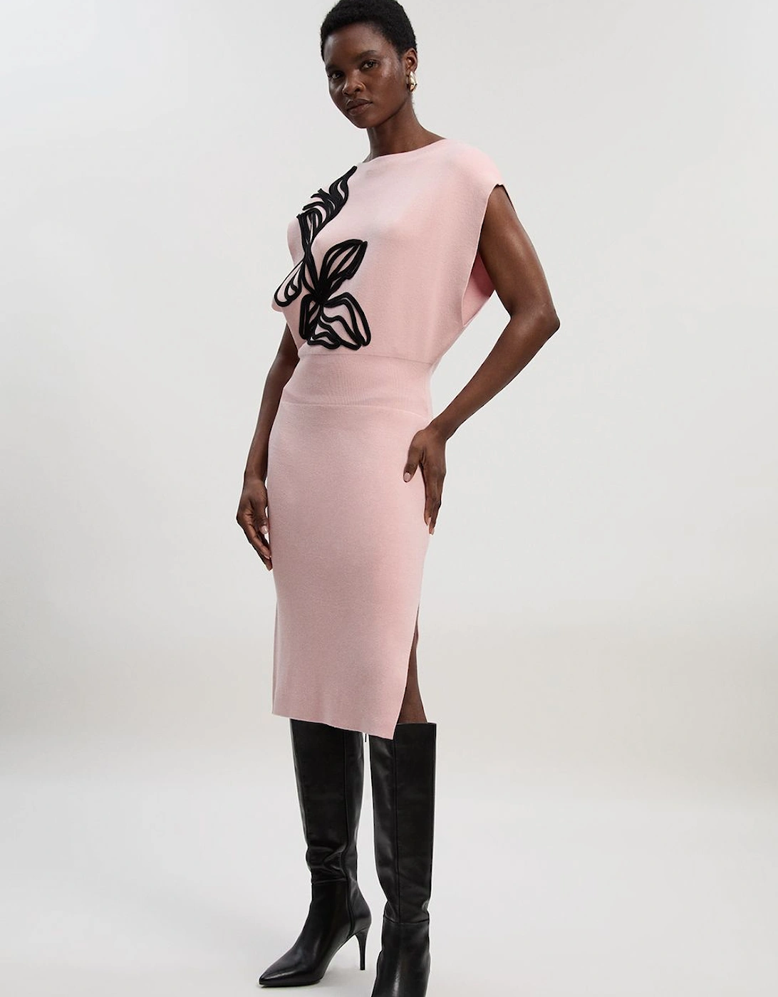 Placed Cornelli Knitted Pencil Midi Dress, 2 of 1