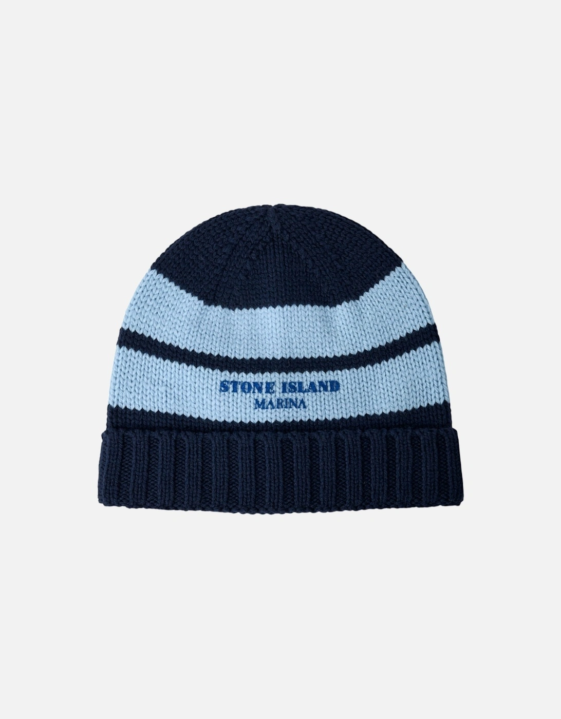 Logo Motif Marina Wool Blue and Navy Beanie, 3 of 2