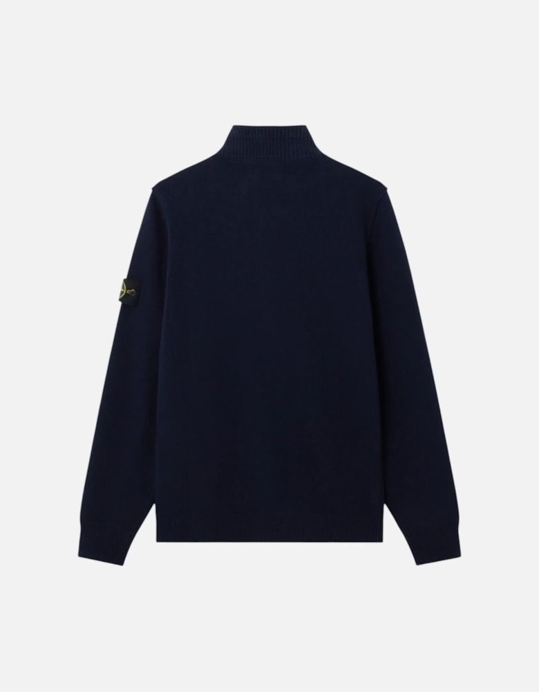 Lambswool 1/4 Zip Buttoned Navy Sweatshirt