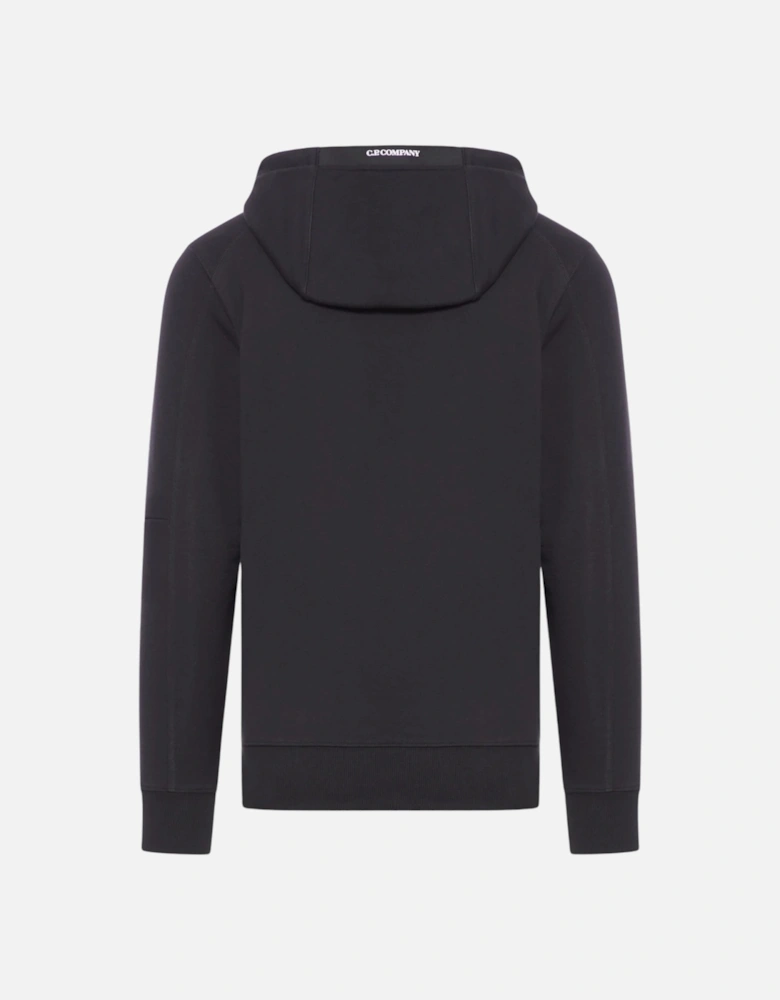 C.P. Company Diagonal Raised Fleece Pocket Lens Black Hoodie
