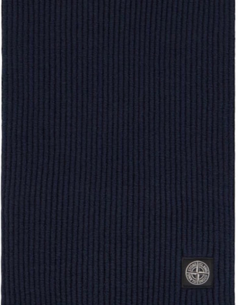 Mixed Fabric Vanise Full Rib RWS Navy Wool Scarf