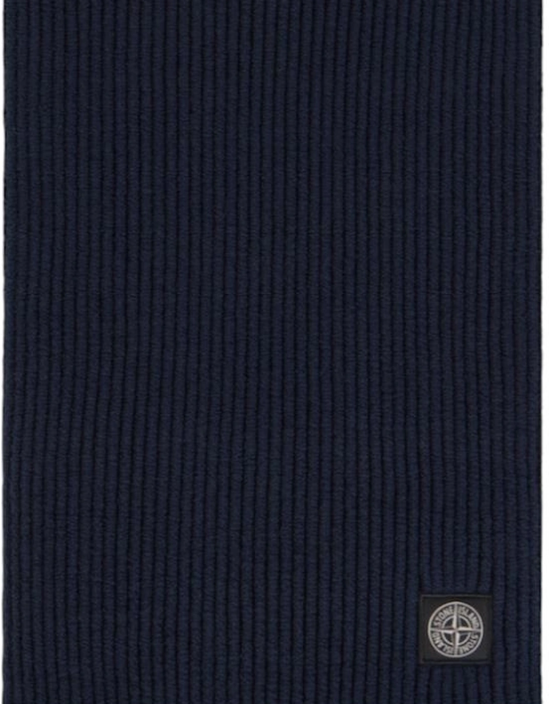 Mixed Fabric Vanise Full Rib RWS Navy Wool Scarf, 3 of 2