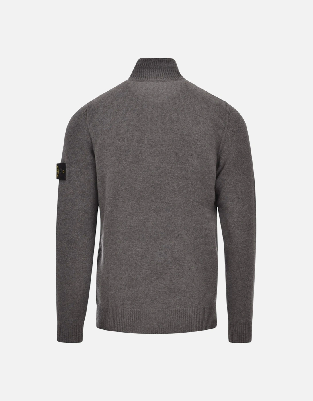 Lambswool 1/4 Zip Buttoned Cement Melange Grey Sweatshirt