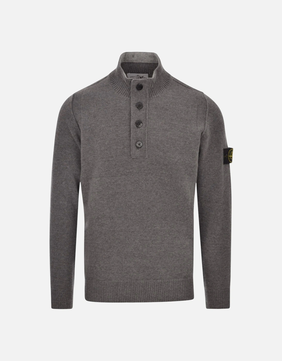 Lambswool 1/4 Zip Buttoned Cement Melange Grey Sweatshirt, 3 of 2