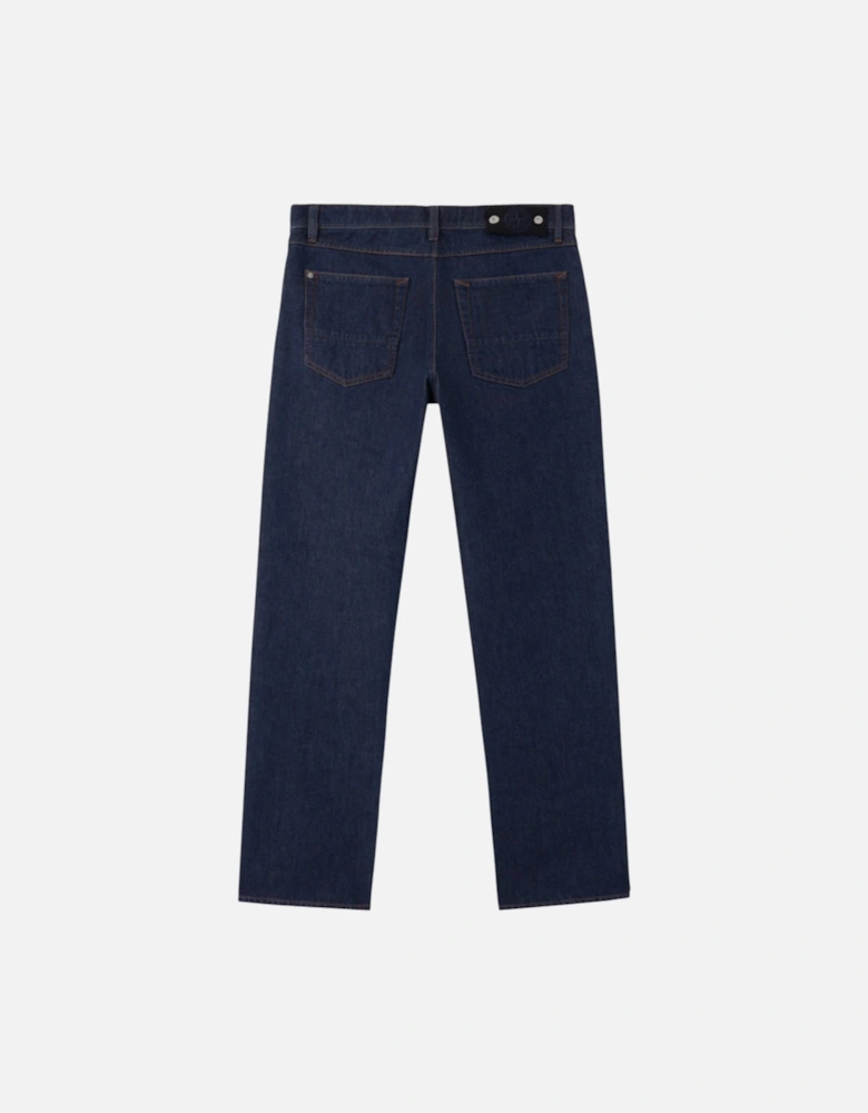 Indigo Denim Rise Regular Straight Fit Blue Rinse Jeans
