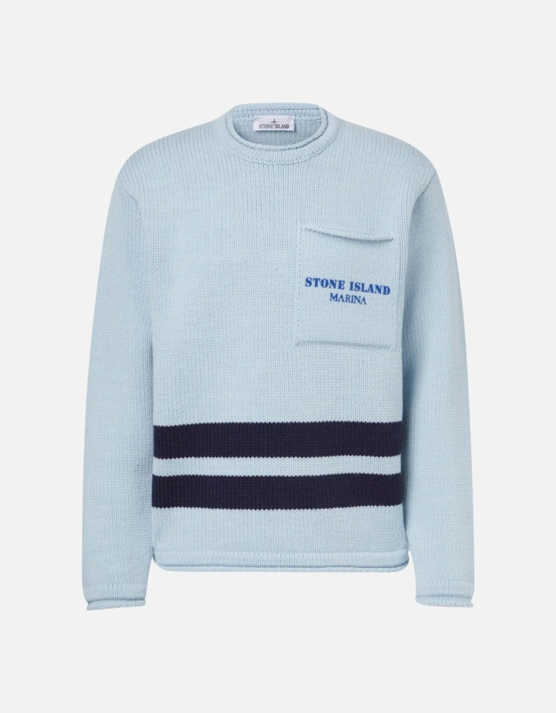 Marina Crewneck Knit Blue Sweatshirt