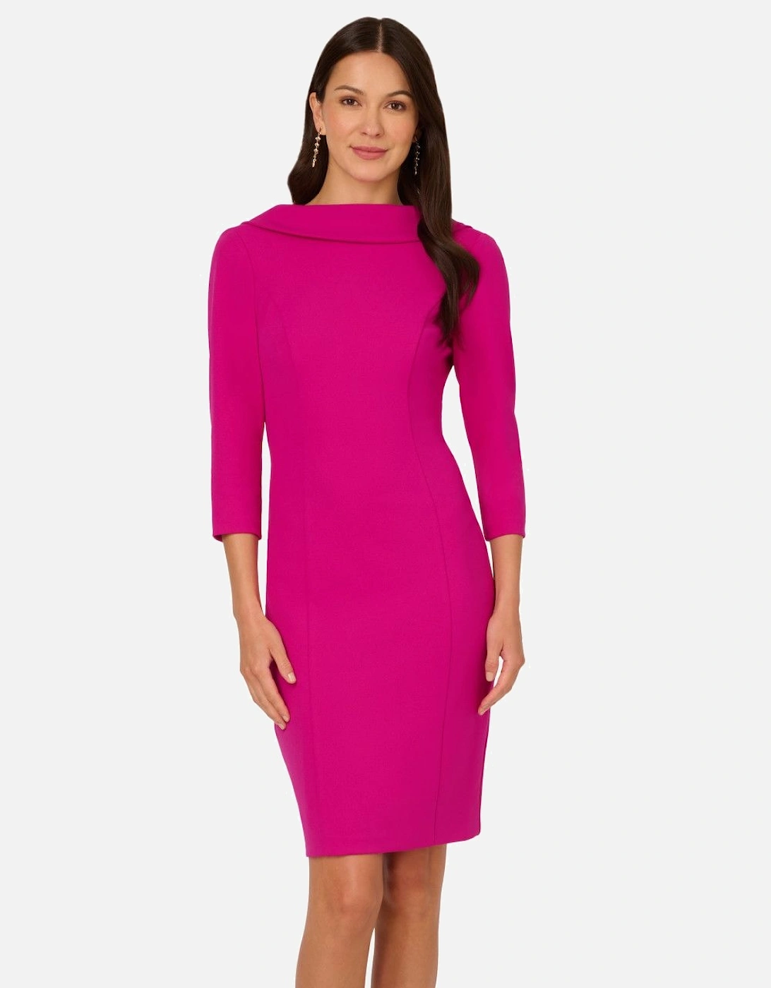 Rolled Neck Crepe Midi Dress, 2 of 1