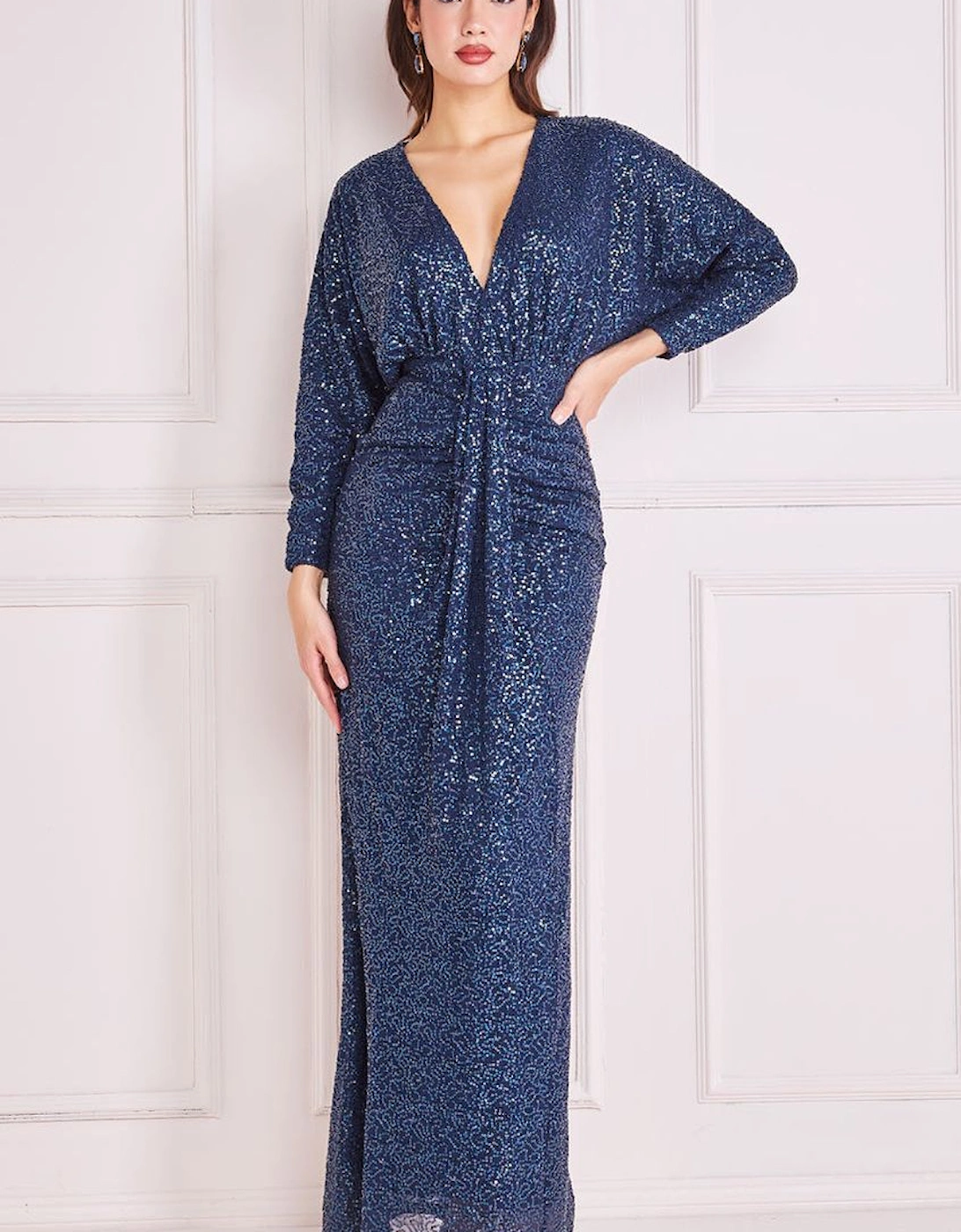 Plunge V-Neck Sequin Maxi, 2 of 1